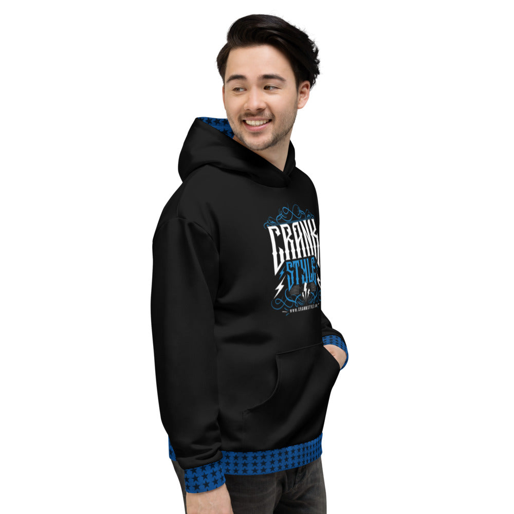 Crank Style's Vintage Black, Blue and White Hoodie