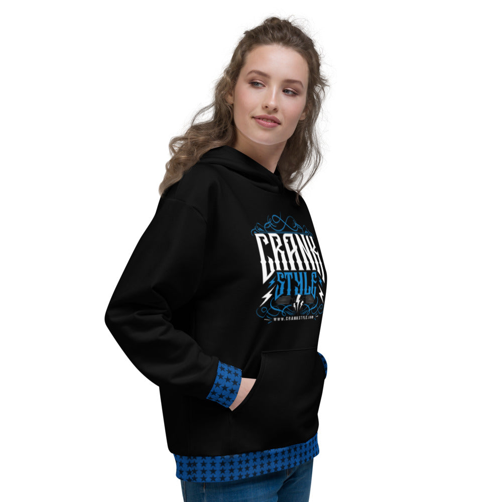 Crank Style's Vintage Black, Blue and White Hoodie