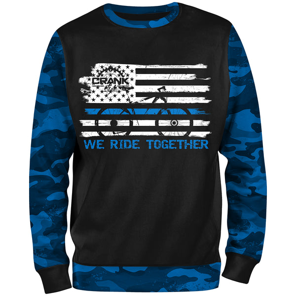 Police "Thin Blue Line" We Ride Together CAMO Unisex MTB Sweatshirt