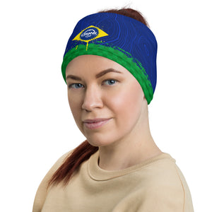 Brazil Flag Face mask, neck gaitor, headband. with topographic and checker pattern. Complimenting the crank style logo. Great for all sports, mountain biking, hiking, fishing, snowboarding and protecting from the elements. Even block that nasty corona virus. 
