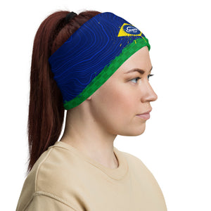 Brazil Flag Face mask, neck gaitor, headband. with topographic and checker pattern. Complimenting the crank style logo. Great for all sports, mountain biking, hiking, fishing, snowboarding and protecting from the elements. Even block that nasty corona virus. 