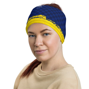Colorado Flag Face Nask Neck Gaitor headband with checker and topographic pattern. Now you can protect yourself from the harmful elements and crank in style, Crank Style.  This view shows the headband version!