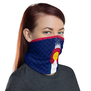 Colorado Flag Face Nask Neck Gaitor headband with checker and topographic pattern. Now you can protect yourself from the harmful elements and crank in style, Crank Style. 