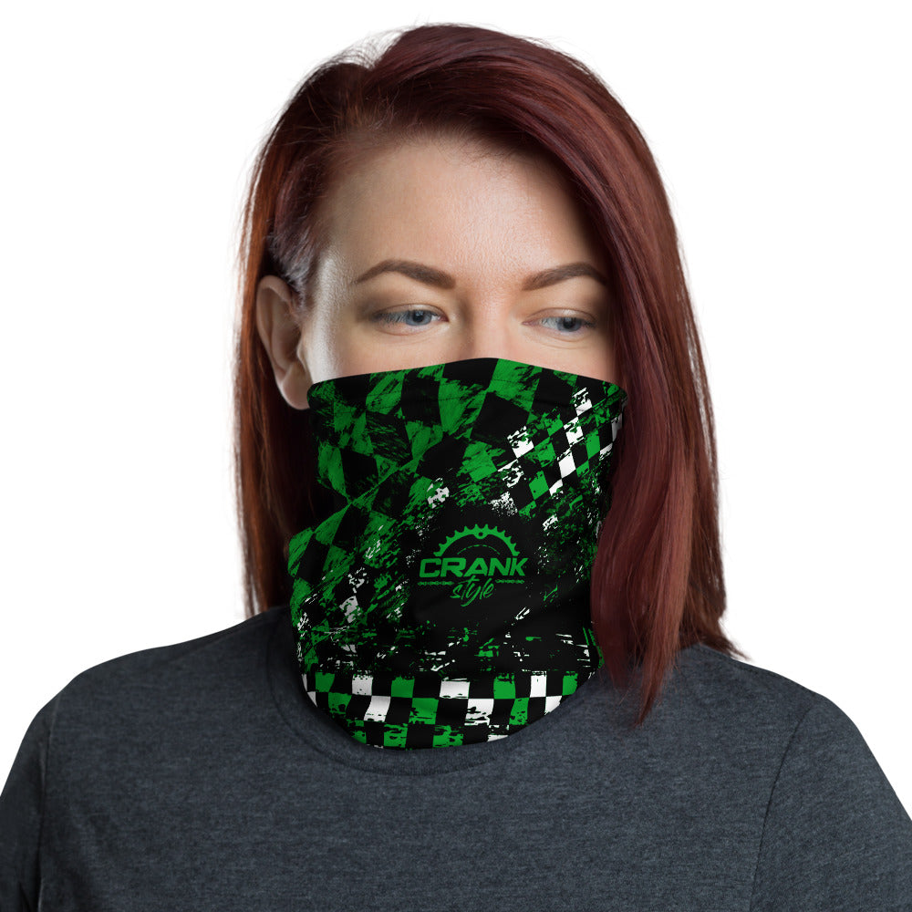 Green Black and White Checker Face Mask / Neck Gaiter