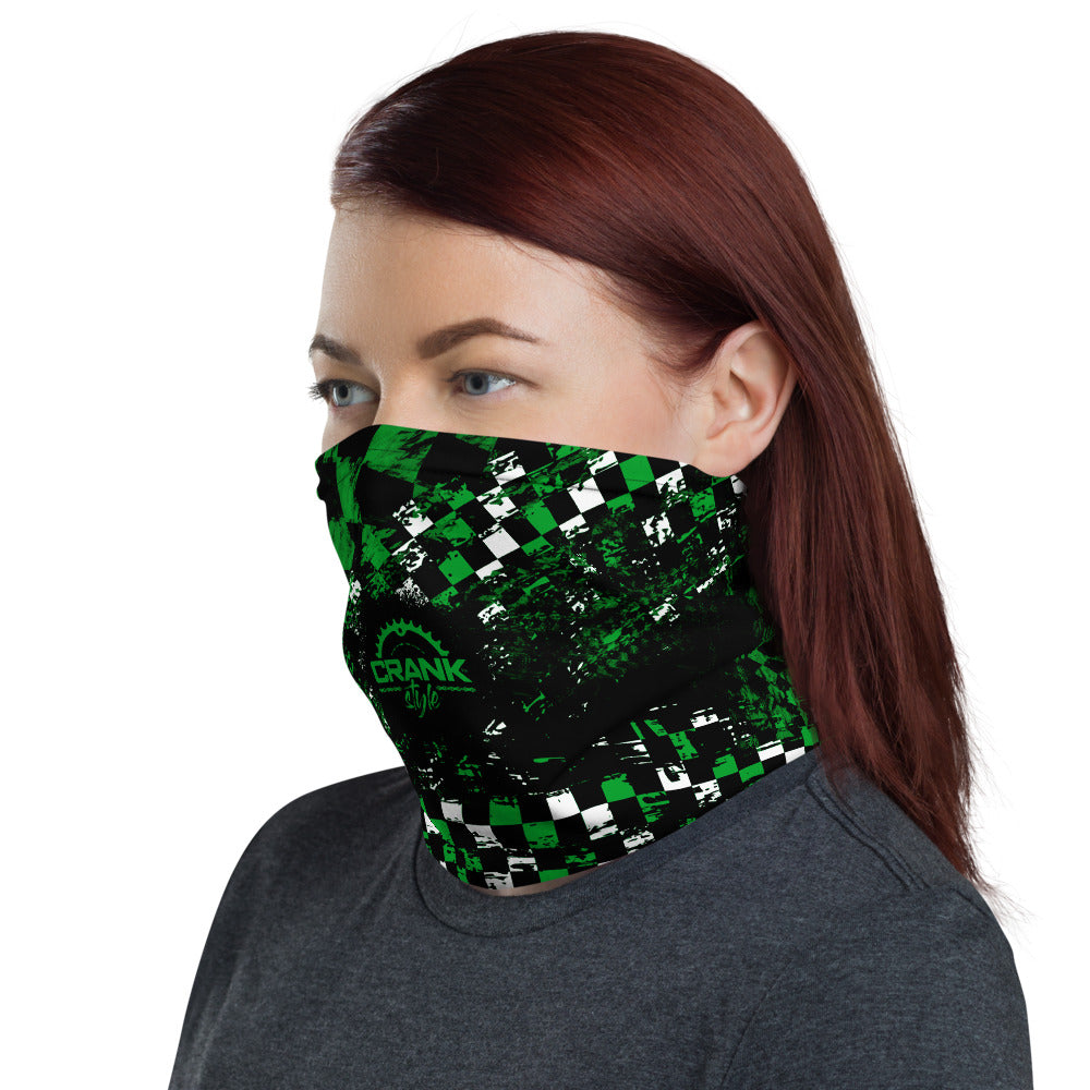 Green Black and White Checker Face Mask / Neck Gaiter