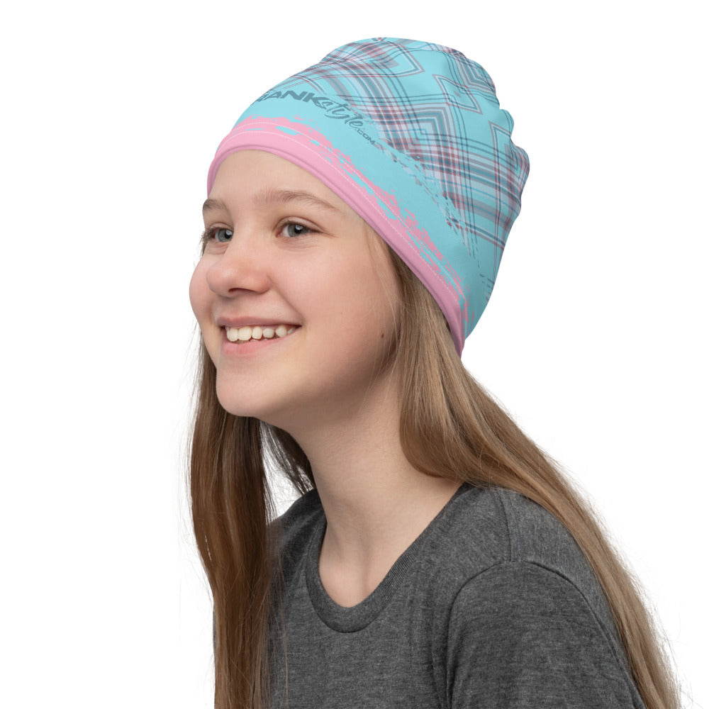 Pink & Aqua Plaid Face Mask / Neck Gaiter / Headband