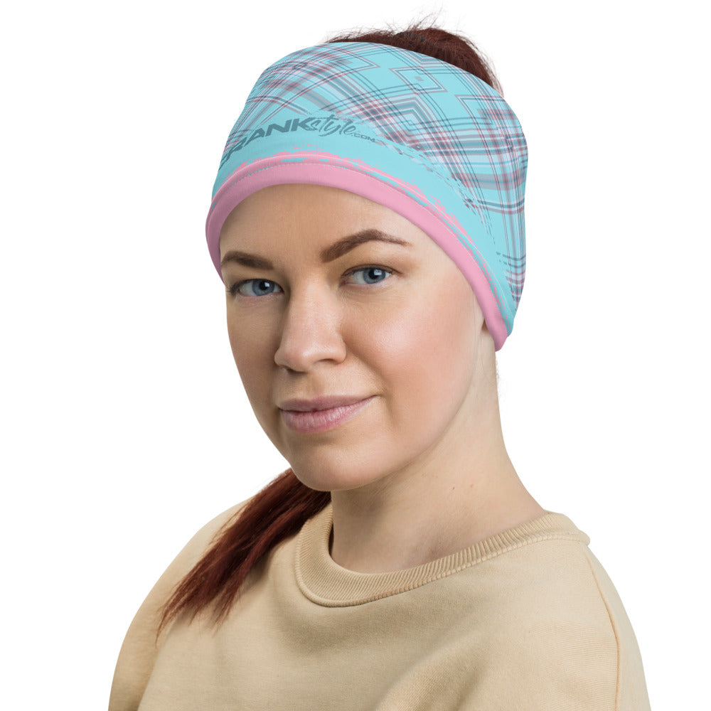 Pink & Aqua Plaid Face Mask / Neck Gaiter / Headband