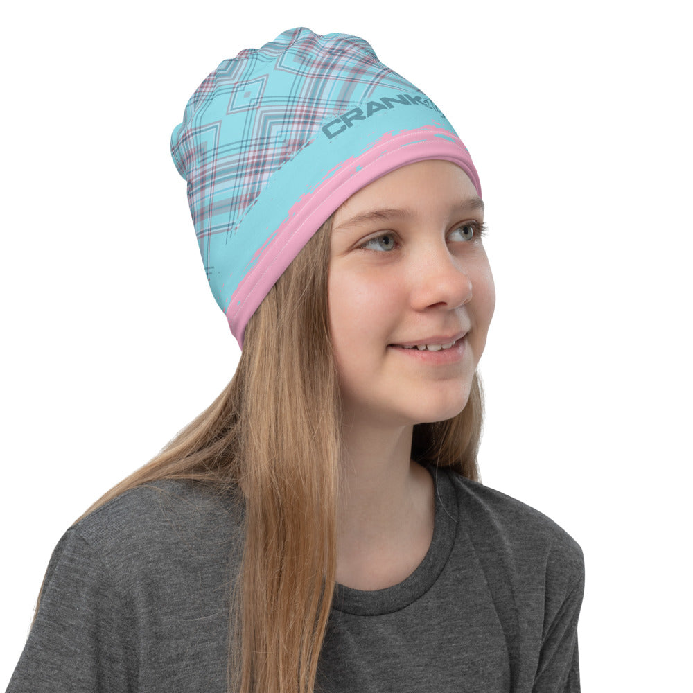 Washable and reusable Pink and aqua plaid face mask, neck gaiter, headband. These are great for protecting yourself from the elements and even the coronavirus (covid19). Now you can be fashionable and practical. Either on the trails as you shred or running to the store. .
