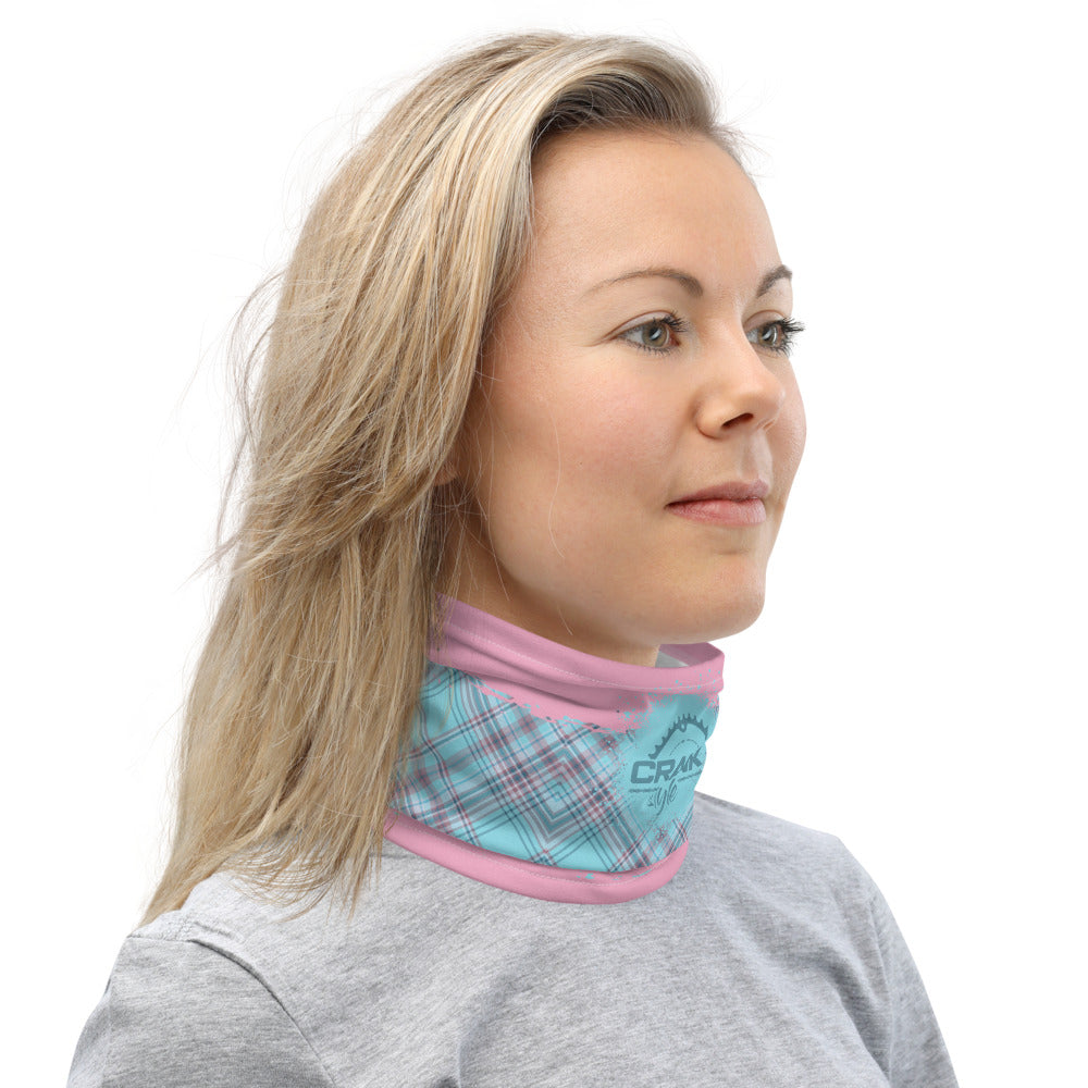 Pink & Aqua Plaid Face Mask / Neck Gaiter / Headband