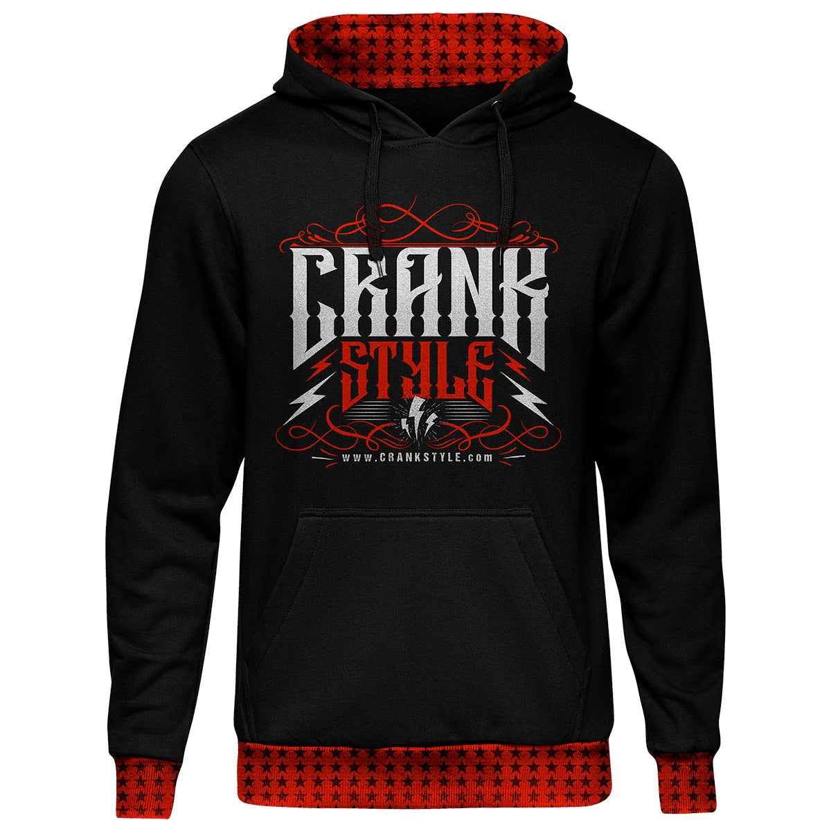 Crank Style's Vintage Black, Red and White Hoodie