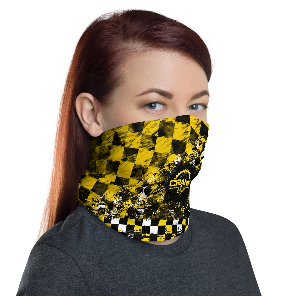 Yellow and Black Checker Face Mask / Neck Gaiter