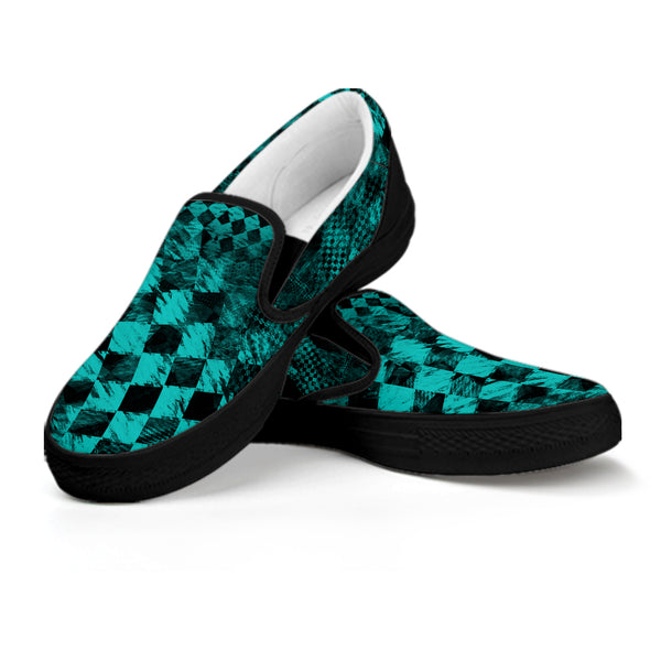 Youth Teal Check Slip-on