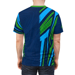 Men's Green & Blue Topographic / Checker MTB DriFit Jersey