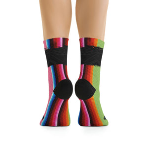 Unisex Mexican Striped Serape 3/4 MTB Socks