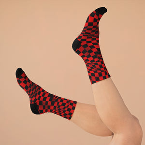 Red & Black Checker 3/4 MTB Socks