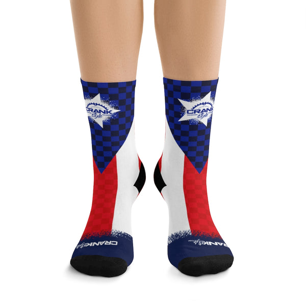 Puerto Rico Flag Checker 3/4 MTB Socks