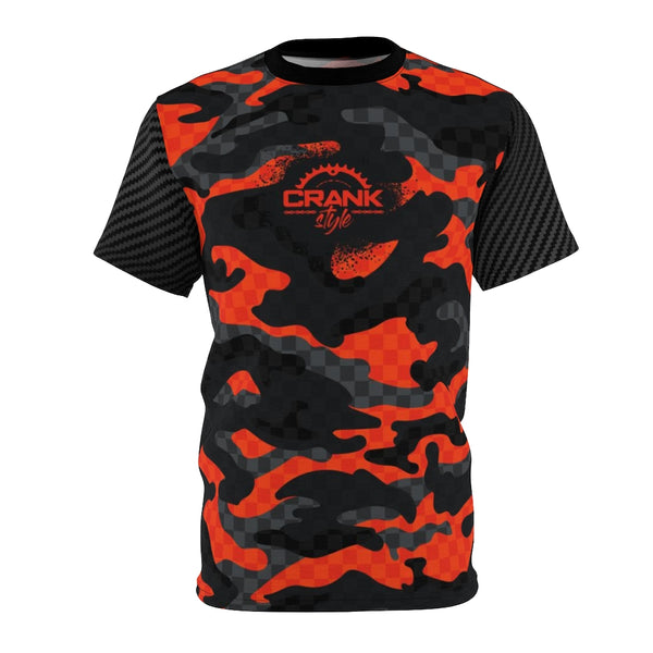 Men's Orange, Grey, & Black Camo Checker MTB DriFit Jersey