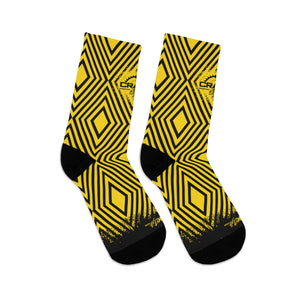 Blk & Yelo Pattern 3/4 MTB Socks