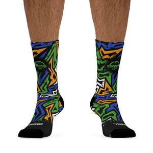 MN Green Blue Yelo Graffiti 3/4 MTB Socks