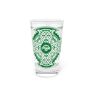 Green Irish Celtic Style Pint Glass, 16oz