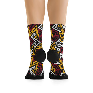 Red Gold White & Black Graffiti 3/4 MTB Socks