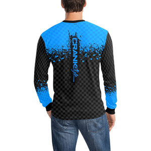 Unisex Blue & Black Splatter Check Long Sleeve MTB Jersey