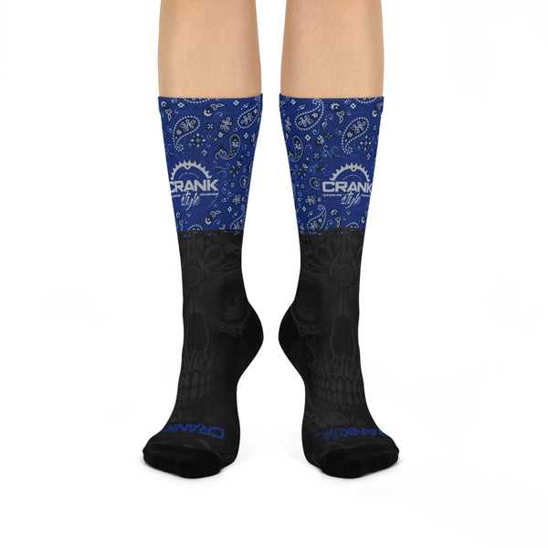 Unisex Day of Dead Blue Bandana MTB Crew Socks