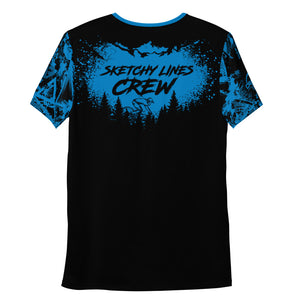 Men's Sketchy Lines Crew Black & Blue MicroBlok MTB Jersey II