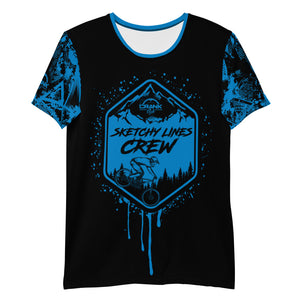 Men's Sketchy Lines Crew Black & Blue MicroBlok MTB Jersey II