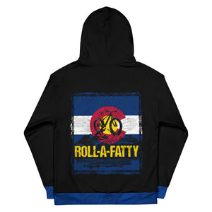 Crank Style's Rollafatty Colorado state flag hoodie with brushed super soft fleece on the inside. Super warm and cozy great for causal or riding on colder days. One of or most poplular designs. You will turn heads and represent your passions. 