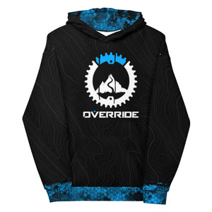 Crank Style's Over Ride Topographic pattern fleece hoodie for shredding the trails in colder temps or hanging out with your friends. This hoodie is super comfortable and unisex. Be ready becuse with the vibrant colors and awesome design you will turn heads. Mountain biking apparel for men and women