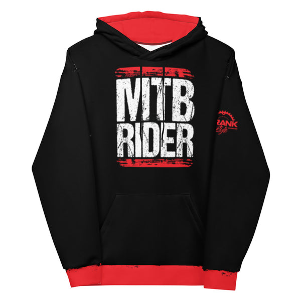 Black & Red MTB Rider Unisex Fleece Hoodie