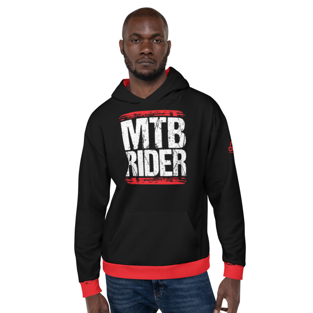 Black & Red MTB Rider Unisex Fleece Hoodie XS