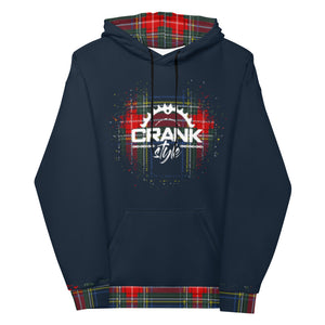 Crank Style's Navy Blue Scottish Plaid patter Mountain bike and casual wear hoodie. This is a classic design, inspired by my mom. Super soft fleece making this hoodie very cozy and warm. Great for shredding the trails or just relaxing at home. 