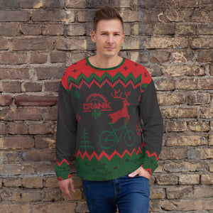 Get into the holiday spirit with this Funny "ugly" Christmas Mountain bike Sweatshirt  'Tis the season of laughter and joyfulness. We get invited to some fun festivities, now imagine wearing this "Sweater" to your next Christmas or Merry Cranksmas Party. You will bring smiles to friends and family while representing your passion for riding.