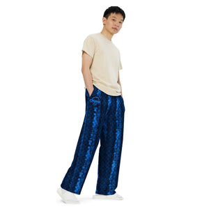 Unisex Japanese Shibori Blue Checker pajamas Pants