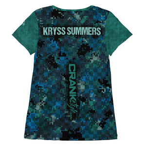 Women's Team Crank Style Kryss Summers Teal Check MTB JERSEY