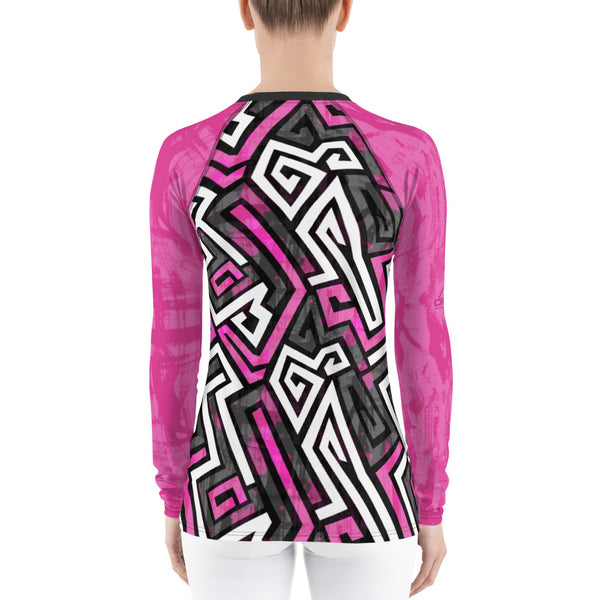 Women's Pink Graffiti Rash Guard - Crank Style