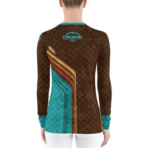 Women's Retro Teal & Brown Check Rash Guard