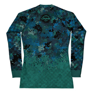 Women's TEAL & BLUE DIGITAL CAMO CHECK MTB Rash Guard