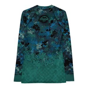 Women's TEAL & BLUE DIGITAL CAMO CHECK MTB Rash Guard