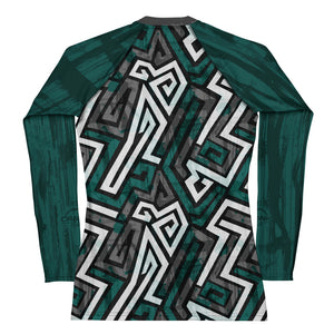 Women's Teal Graffiti UPF Rash Guard II