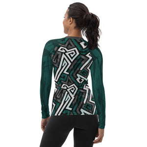 Women's Teal Graffiti UPF Rash Guard II