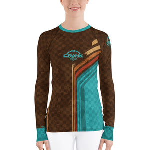 Women's Retro Teal & Brown Check Rash Guard