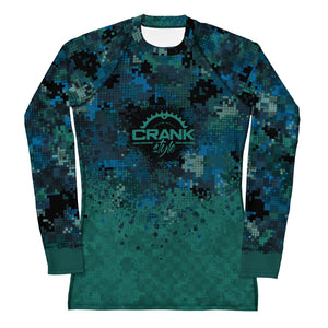 Women's TEAL & BLUE DIGITAL CAMO CHECK MTB Rash Guard