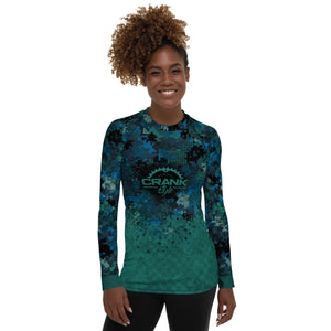 Women's TEAL & BLUE DIGITAL CAMO CHECK MTB Rash Guard