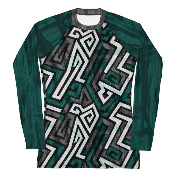 Women's Teal Graffiti UPF Rash Guard II - Crank Style