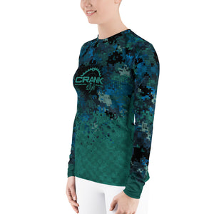 Women's TEAL & BLUE DIGITAL CAMO CHECK MTB Rash Guard