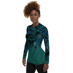 Women's TEAL & BLUE DIGITAL CAMO CHECK MTB Rash Guard