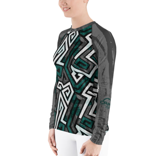 Women's Teal & Grey Graffiti UPF Rash Guard - Crank Style